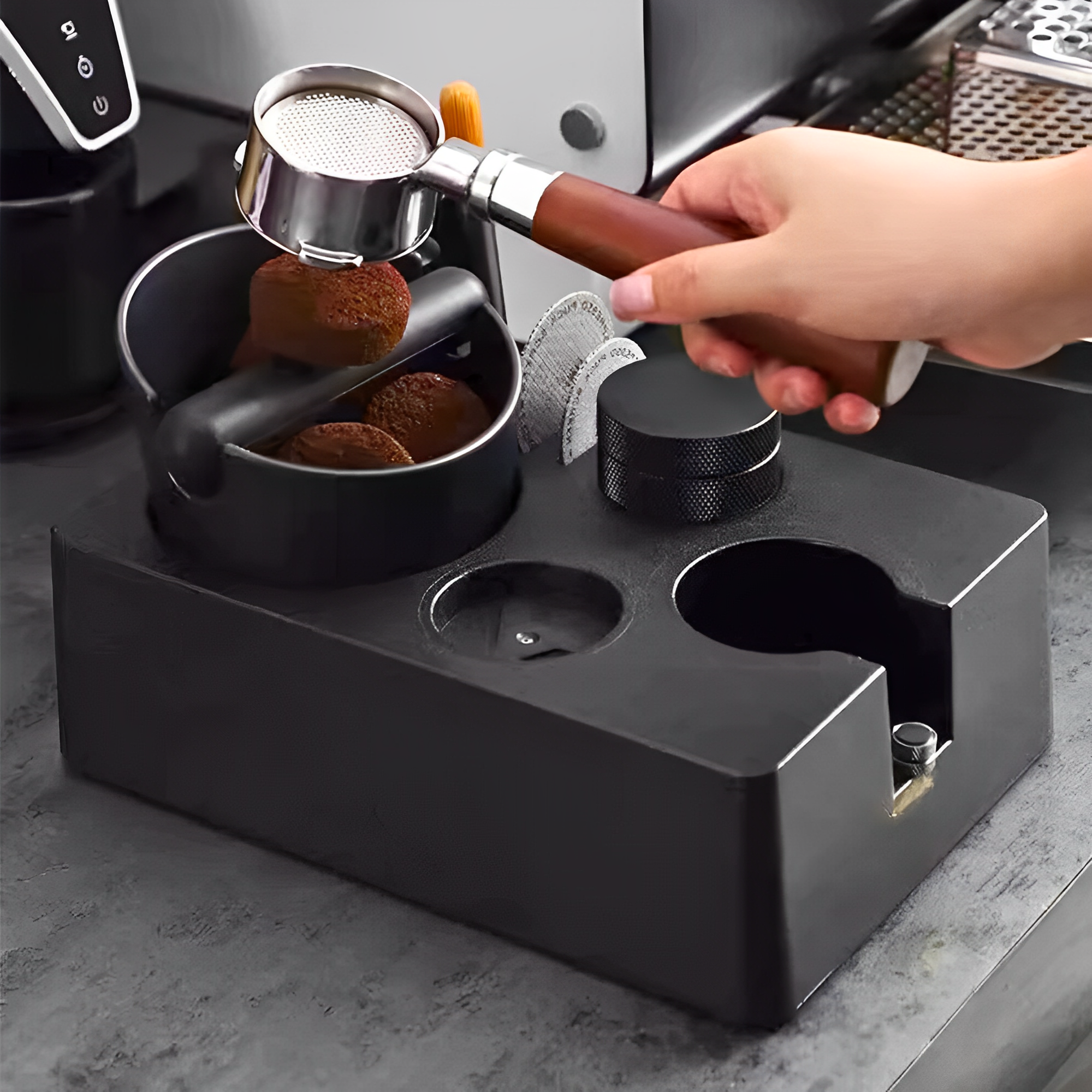 Station de Tassage Barista avec Knockbox