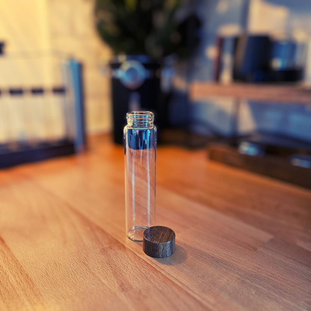 Conteneur à Café 12 Tubes en Verre et Bois